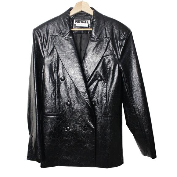 Rotate Birger Christensen Double-Breast Faux Leather Women Oversize Blazer US 8 - Picture 3 of 11